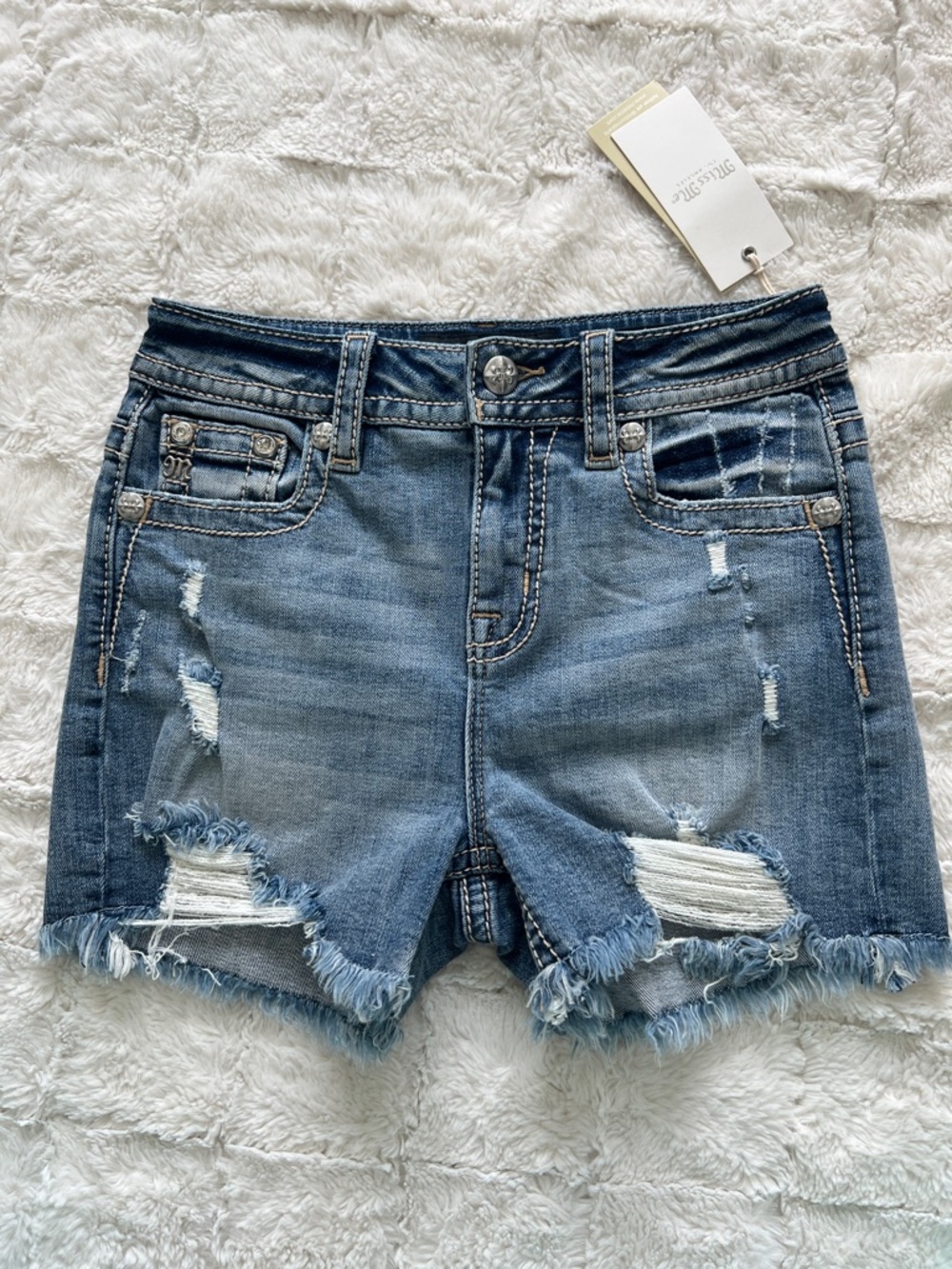 Miss Me NEW Heaven Jean Shorts 26 Distressed Denim
